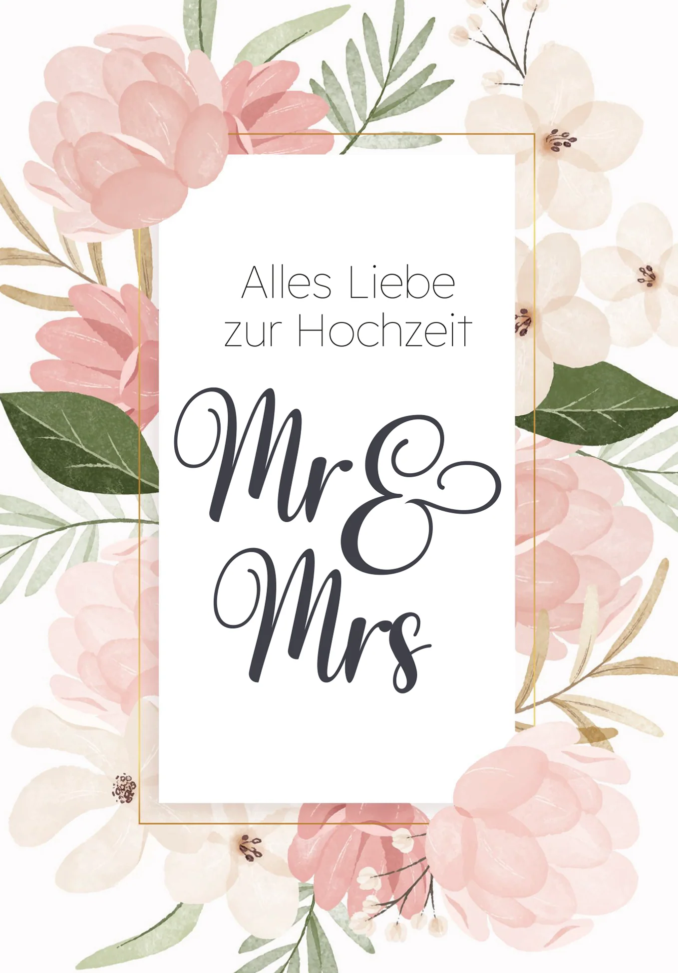Alles Liebe zur Hochzeit Mr & Mrs - Blumen Rosa - Image 2