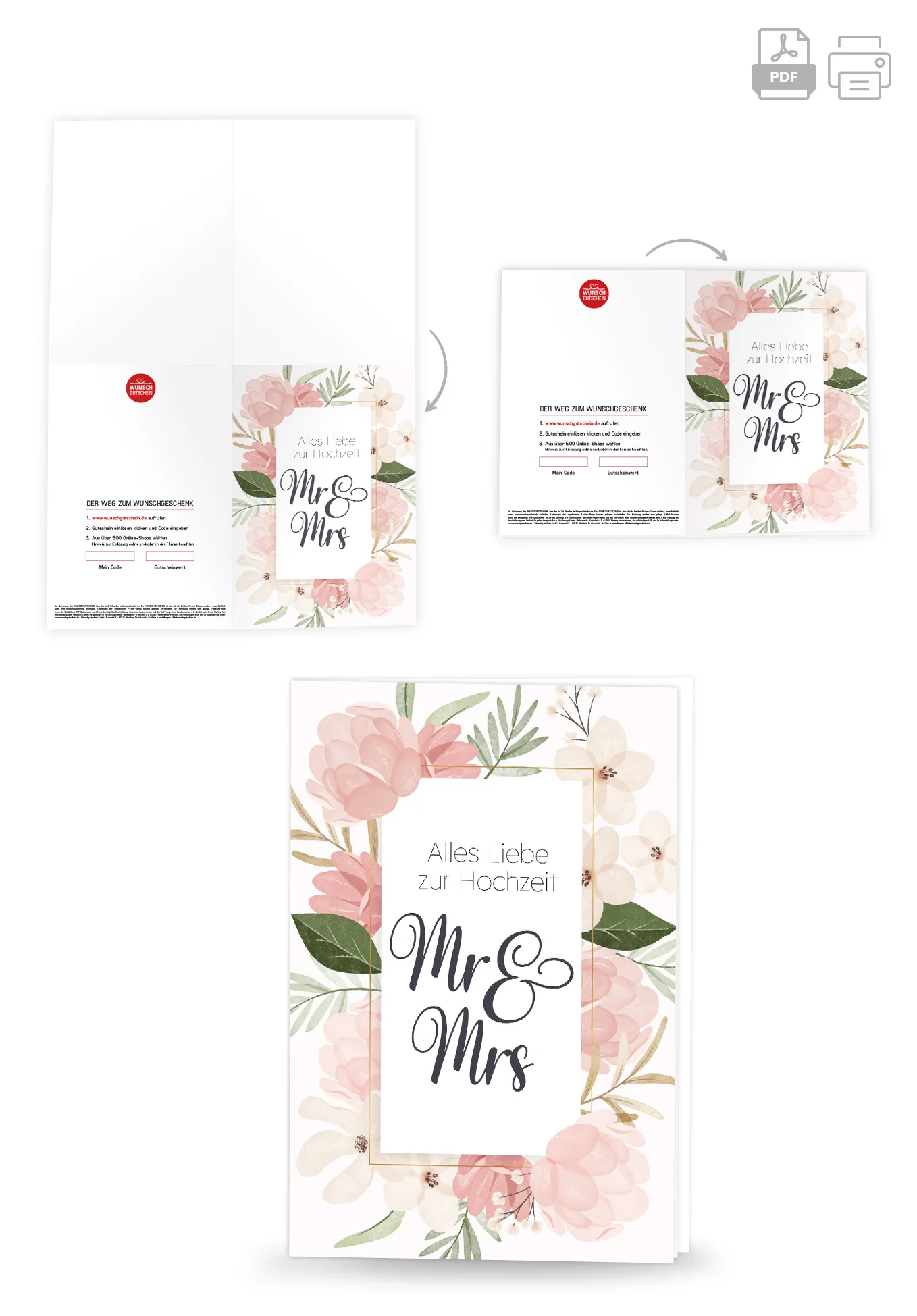 Alles Liebe zur Hochzeit Mr & Mrs - Blumen Rosa - Image 4
