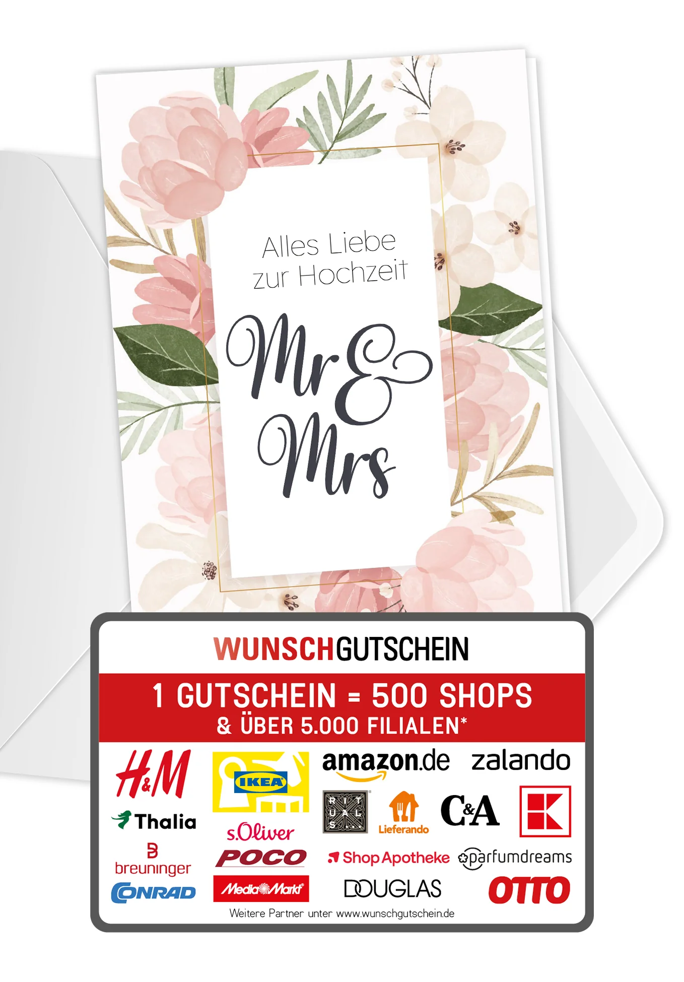 Alles Liebe zur Hochzeit Mr & Mrs - Blumen Rosa PDF