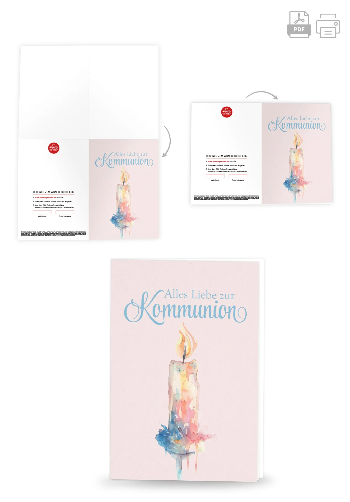 Alles Liebe zur Kommunion - Kerze Aquarell - Image 4