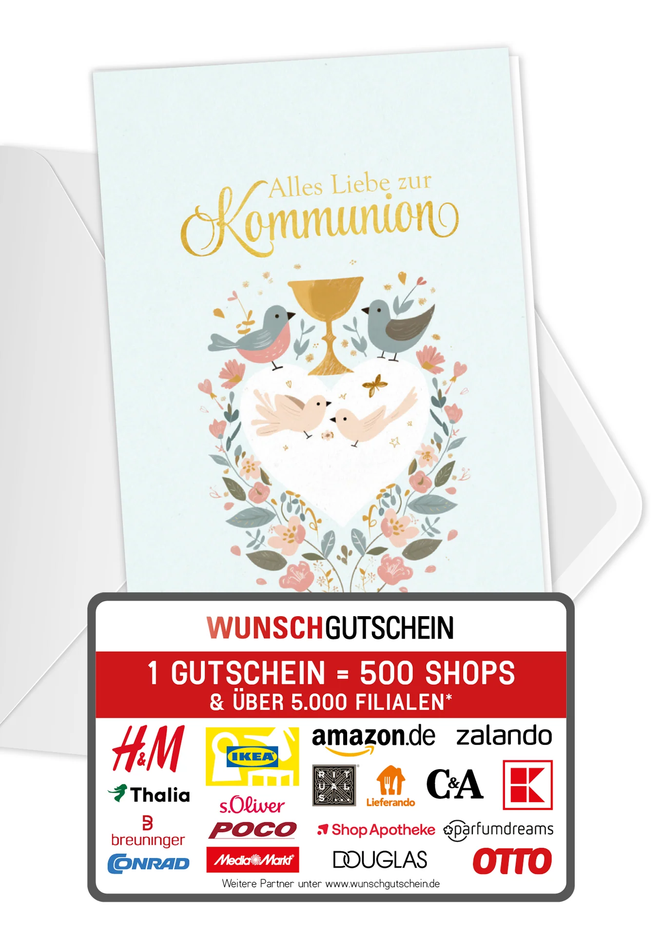 Alles Liebe zur Kommunion - Vögel Blumen