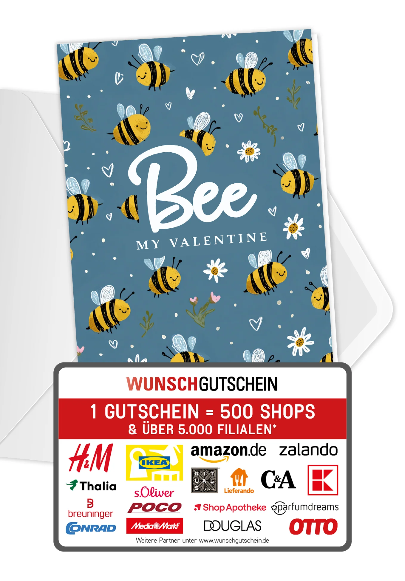 Bee my Valentine - Bienenmuster Blau