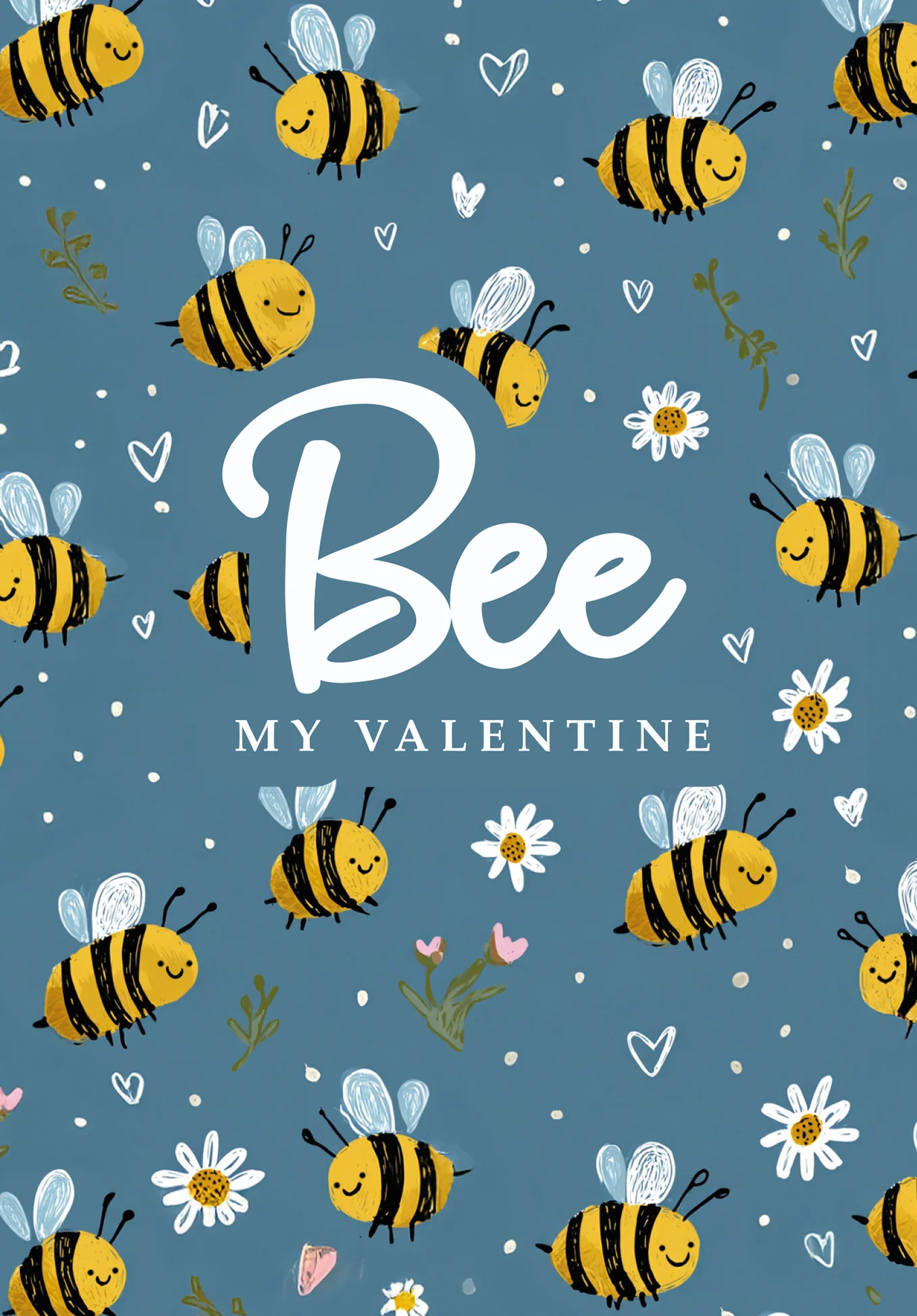 Bee my Valentine - Bienenmuster Blau PDF - Image 2