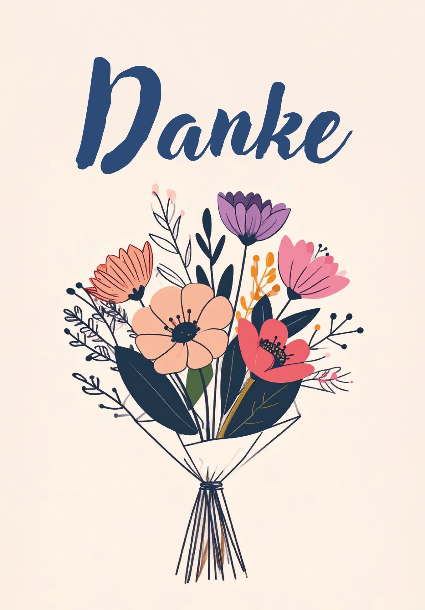 Danke - Blumenstrauß Beige - Image 2