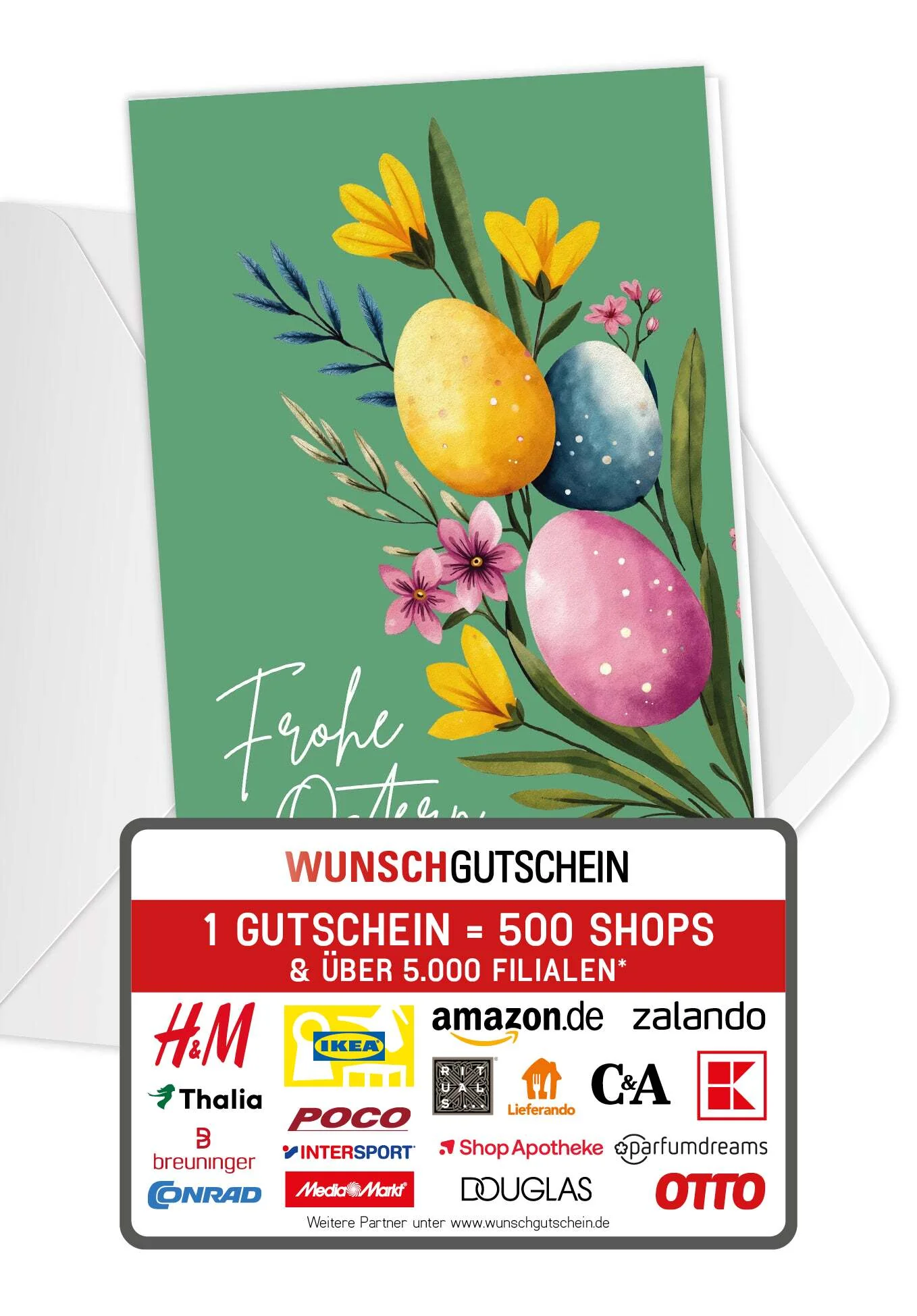 Frohe Ostern - Eier und Blumen Grün PDF