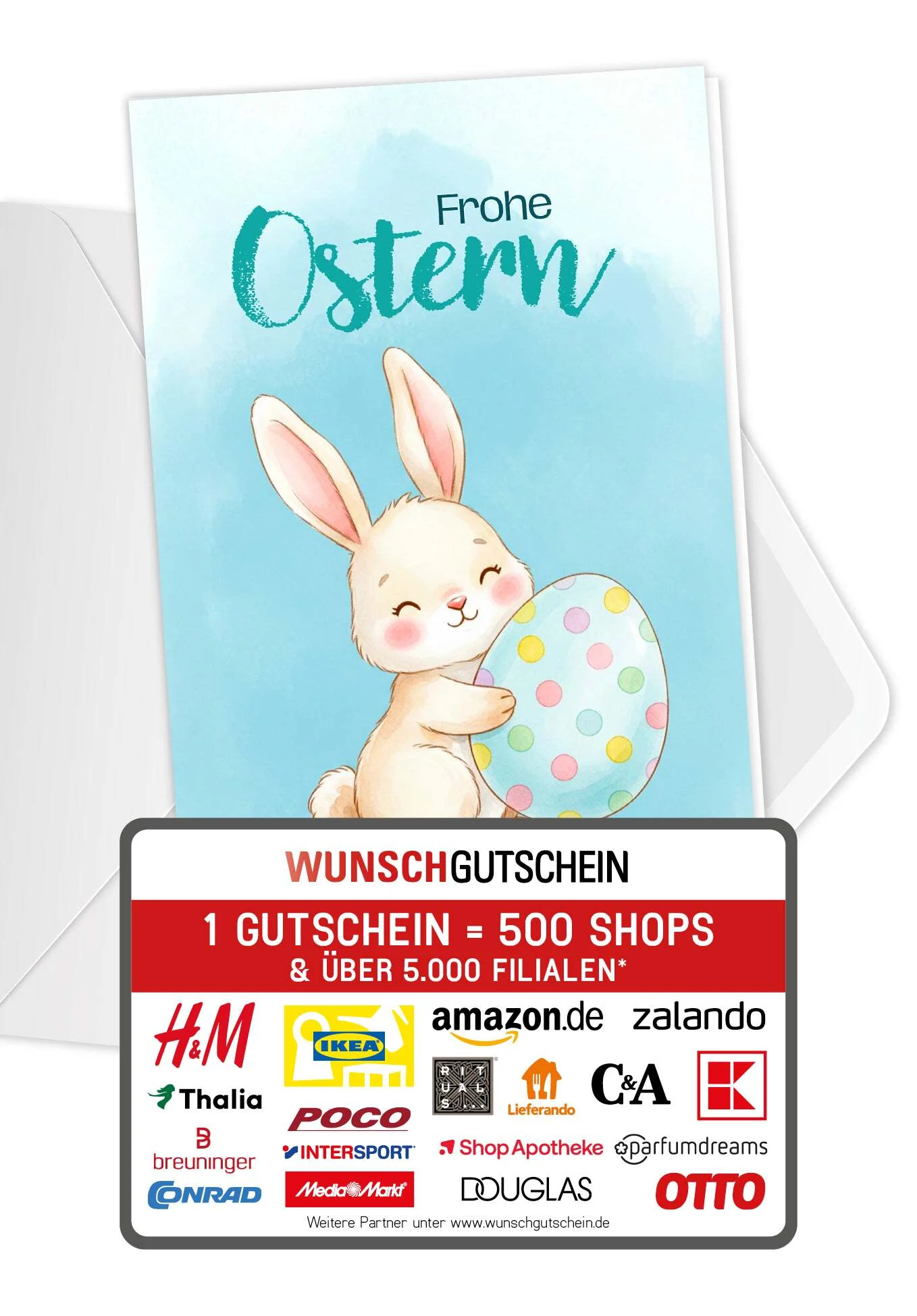 Frohe Ostern - Hase mit Ei Blau PDF