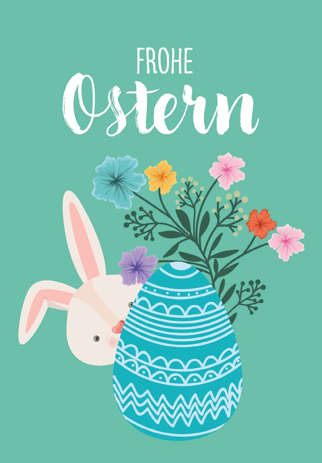 Frohe Ostern - Hase mit Ei Türkis - Image 2