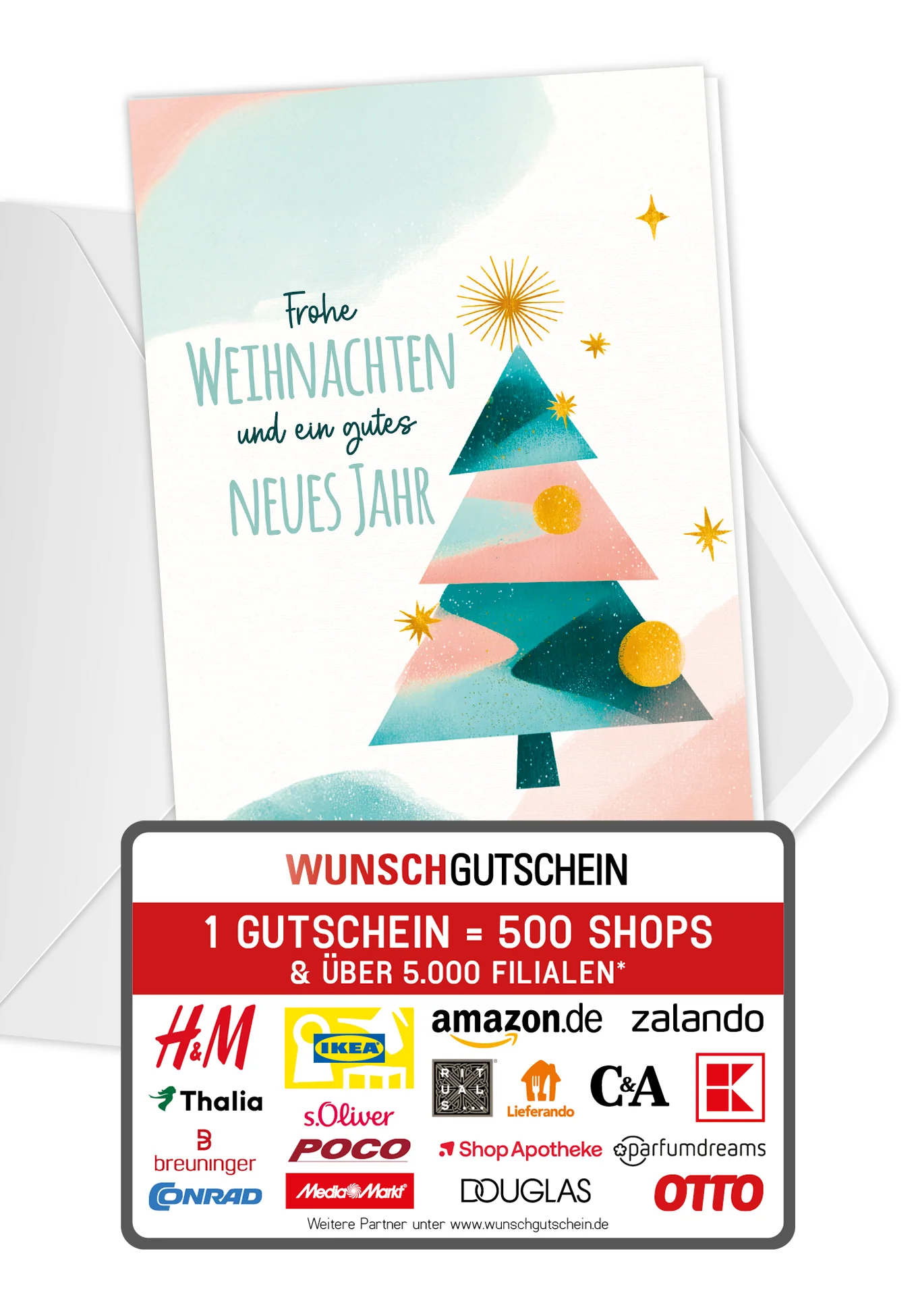 Frohe Weihnachten Neujahr - Tanne Grün Rosa PDF