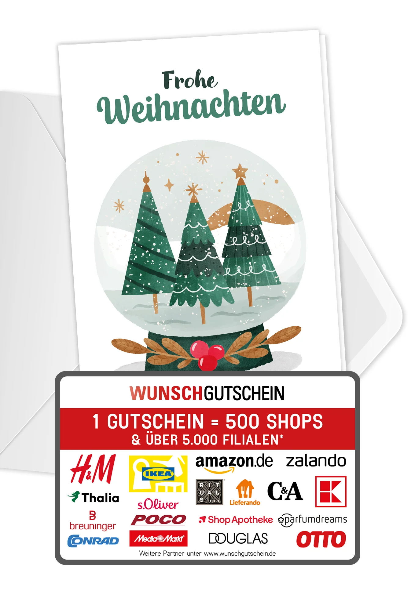 Frohe Weihnachten - Schneekugel Bäume