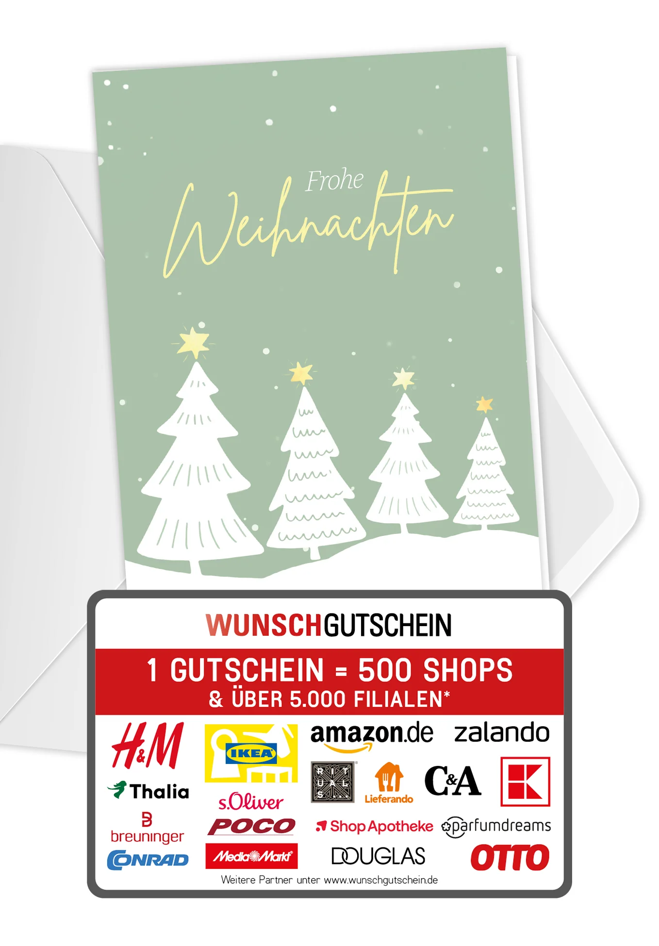 Frohe Weihnachten - Tannen Grün Gelb