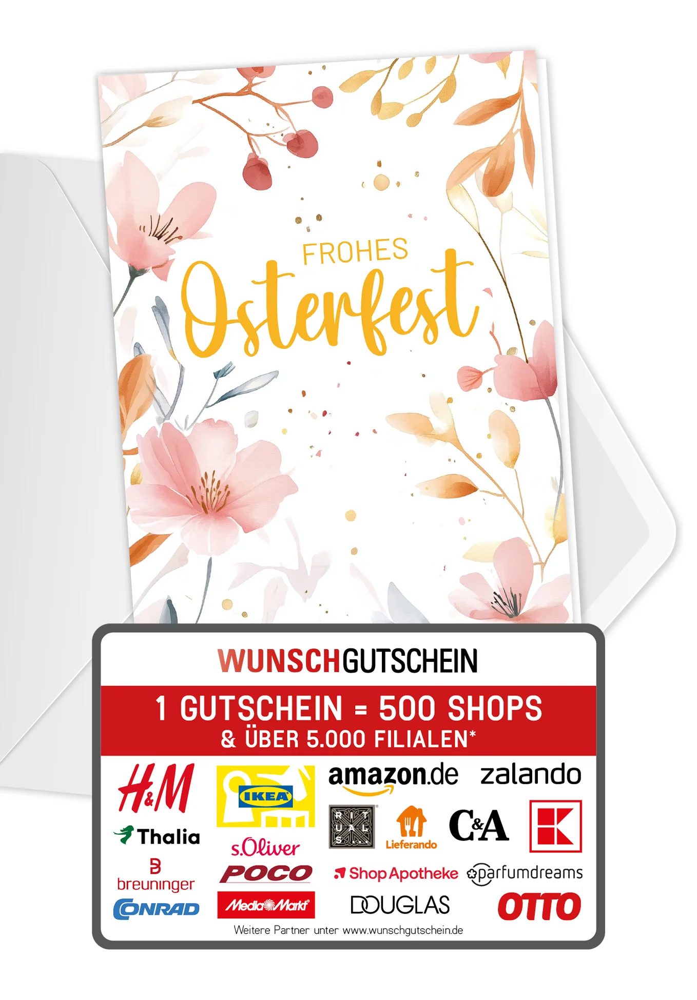 Frohes Osterfest - Aquarellblumen Rosa