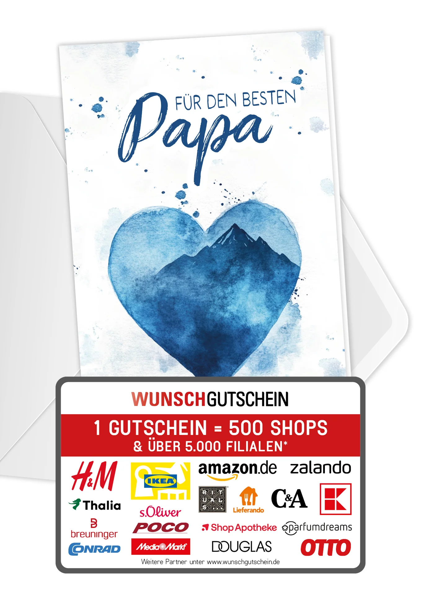 Für den besten Papa - Aquarellherz blau