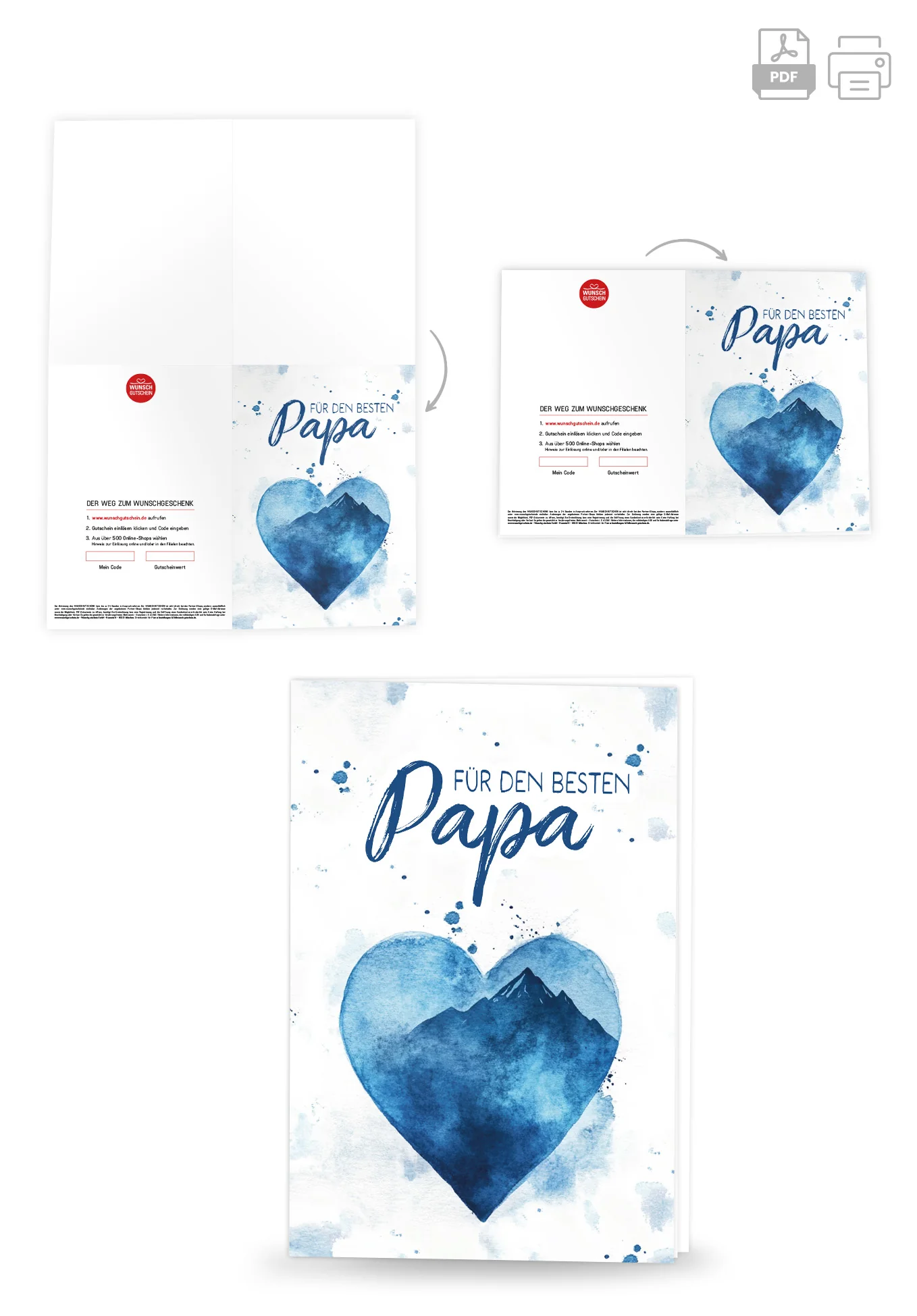 Für den besten Papa - Aquarellherz blau - Image 4