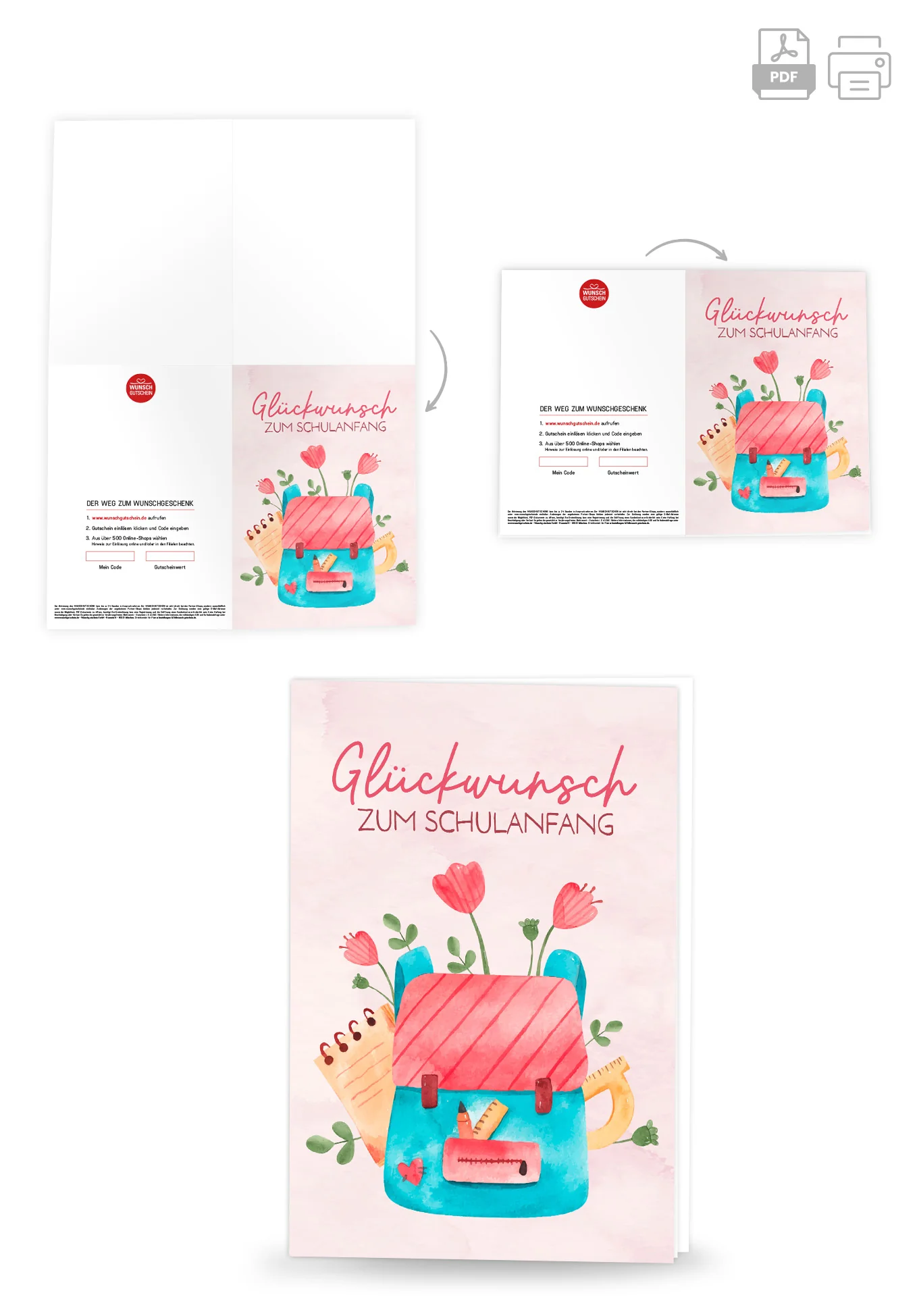 Glückwunsch Schulanfang - Rucksack mit Blumen PDF - Image 4