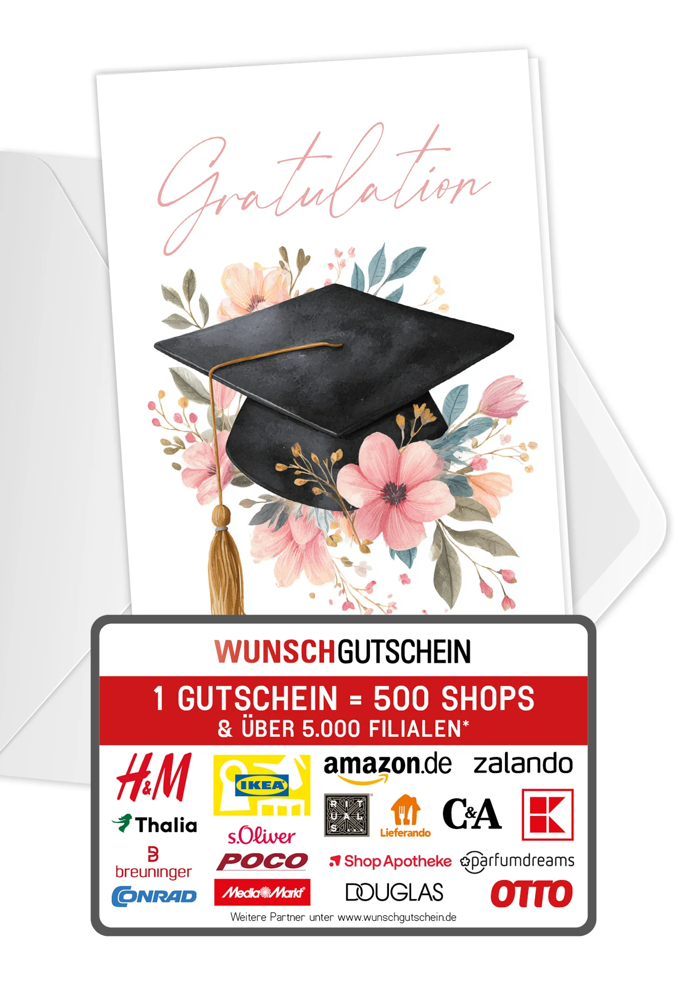 Gratulation - Hut mit Blumen