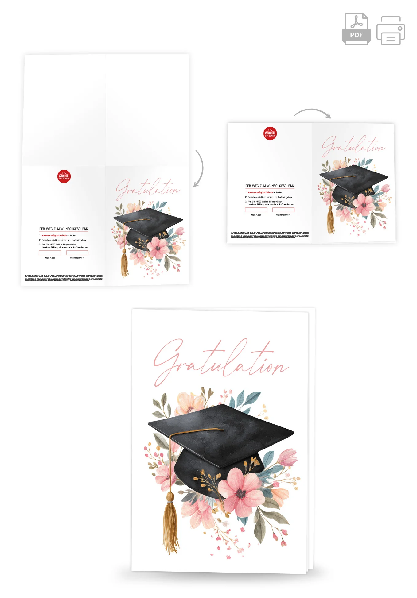 Gratulation - Hut mit Blumen PDF - Image 4