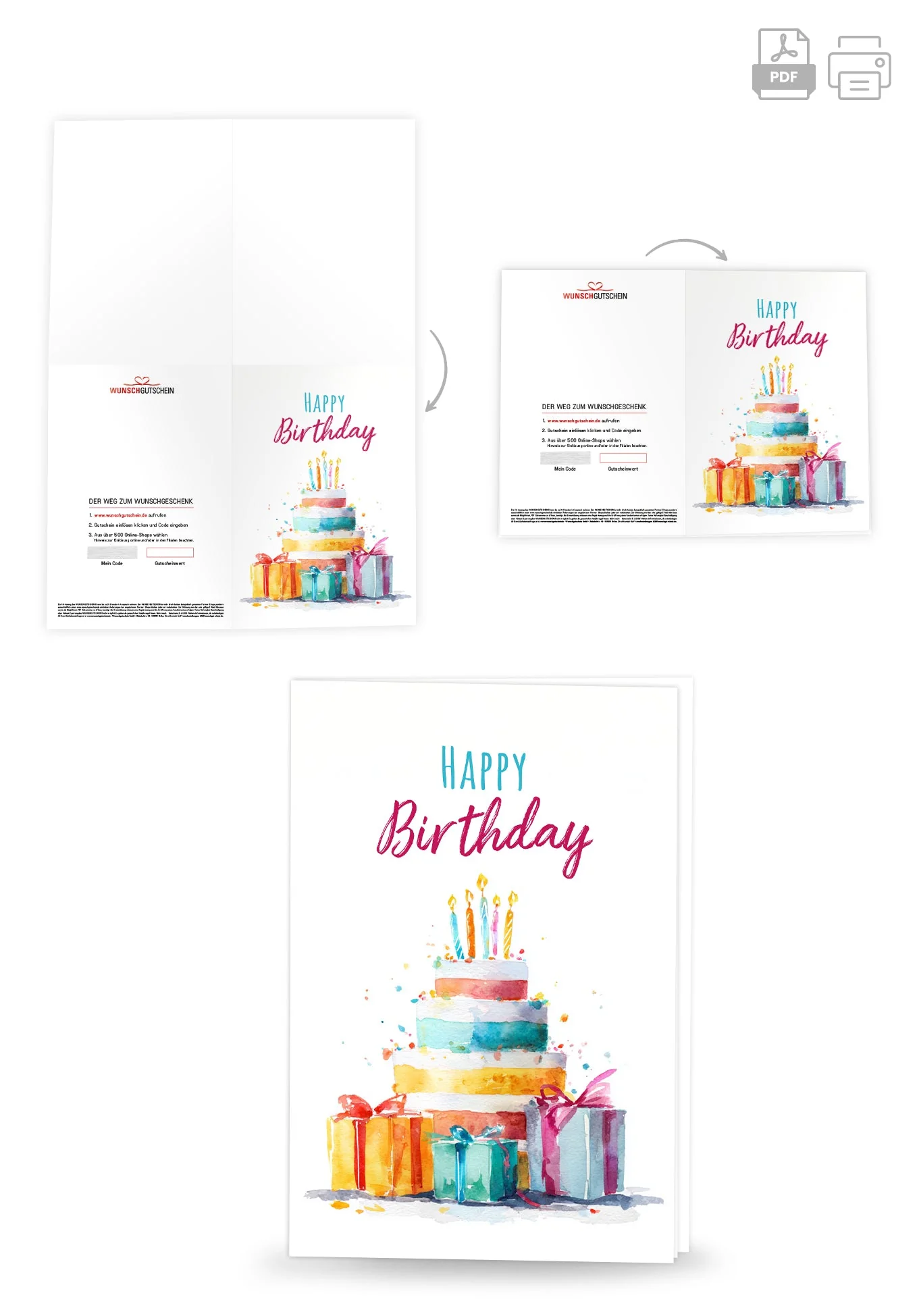Happy Birthday - Torte Aquarell PDF - Image 4