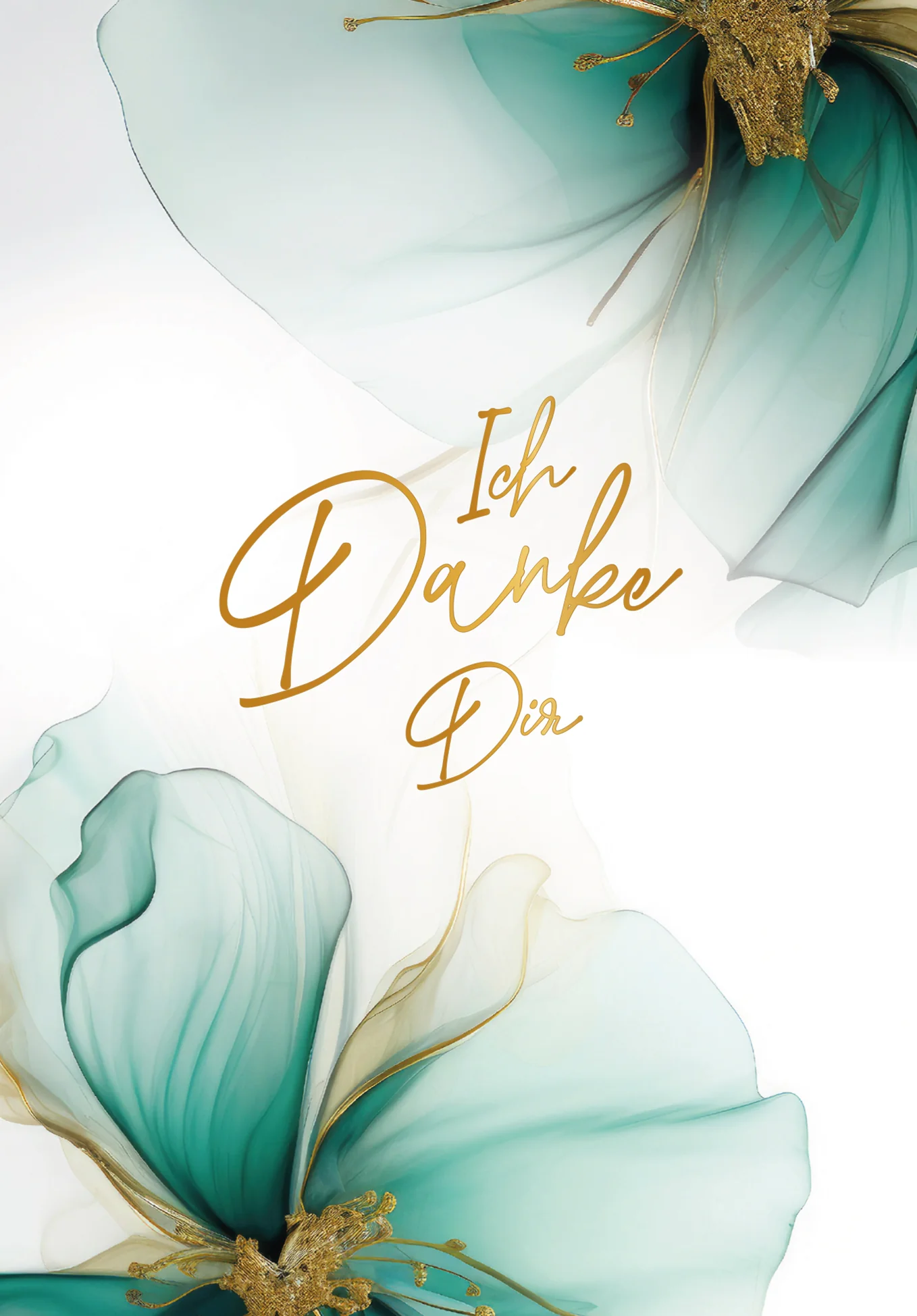 Ich Danke Dir - Blumen Grün Gold - Image 2