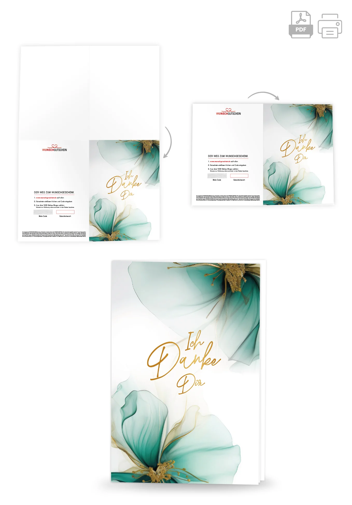 Ich Danke Dir - Blumen Grün Gold - Image 4