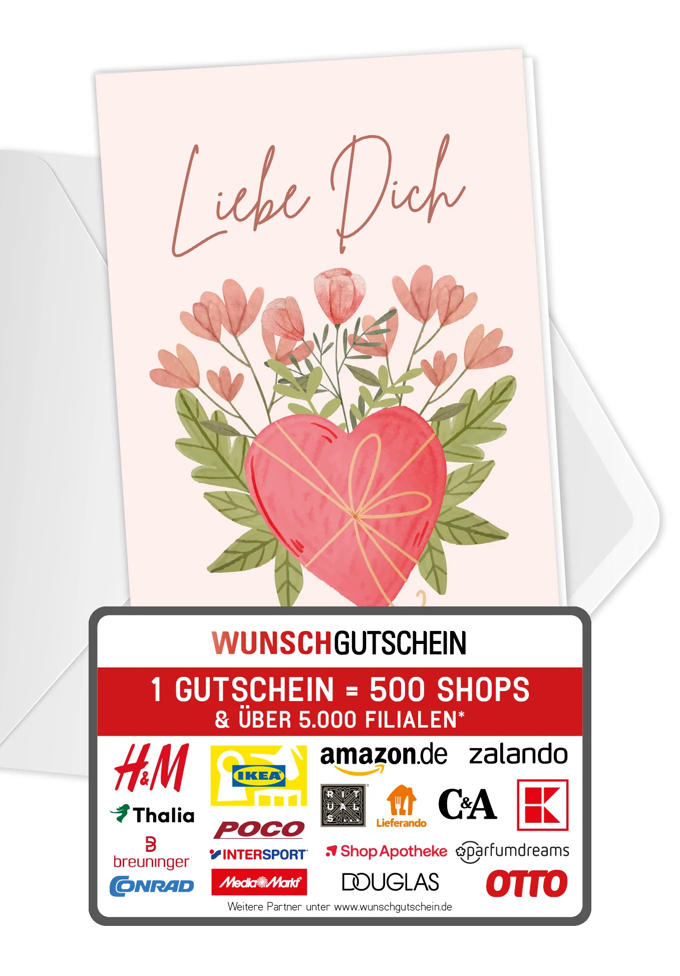 Liebe Dich - Herz mit Blumen