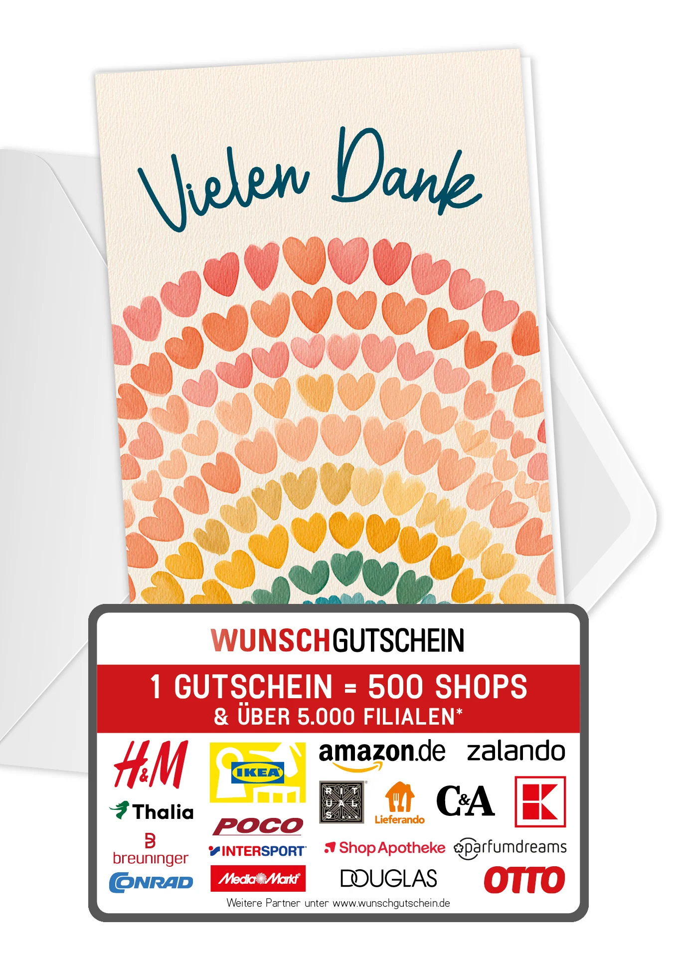 Vielen Dank - Bunte Herzchen