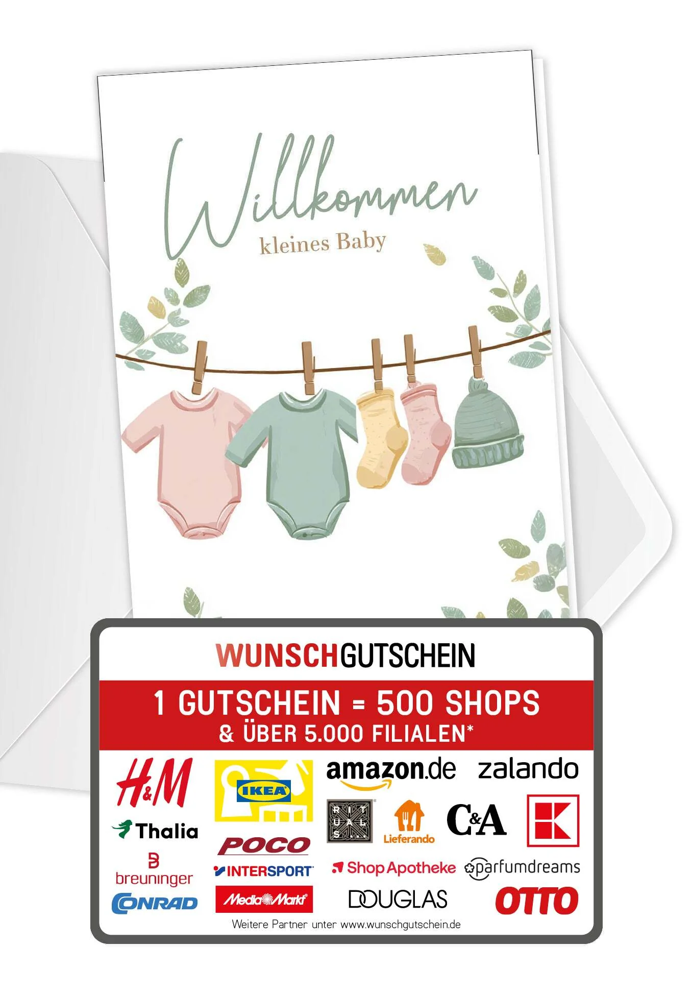Willkommen kleines Baby - Wäscheleine Grün PDF