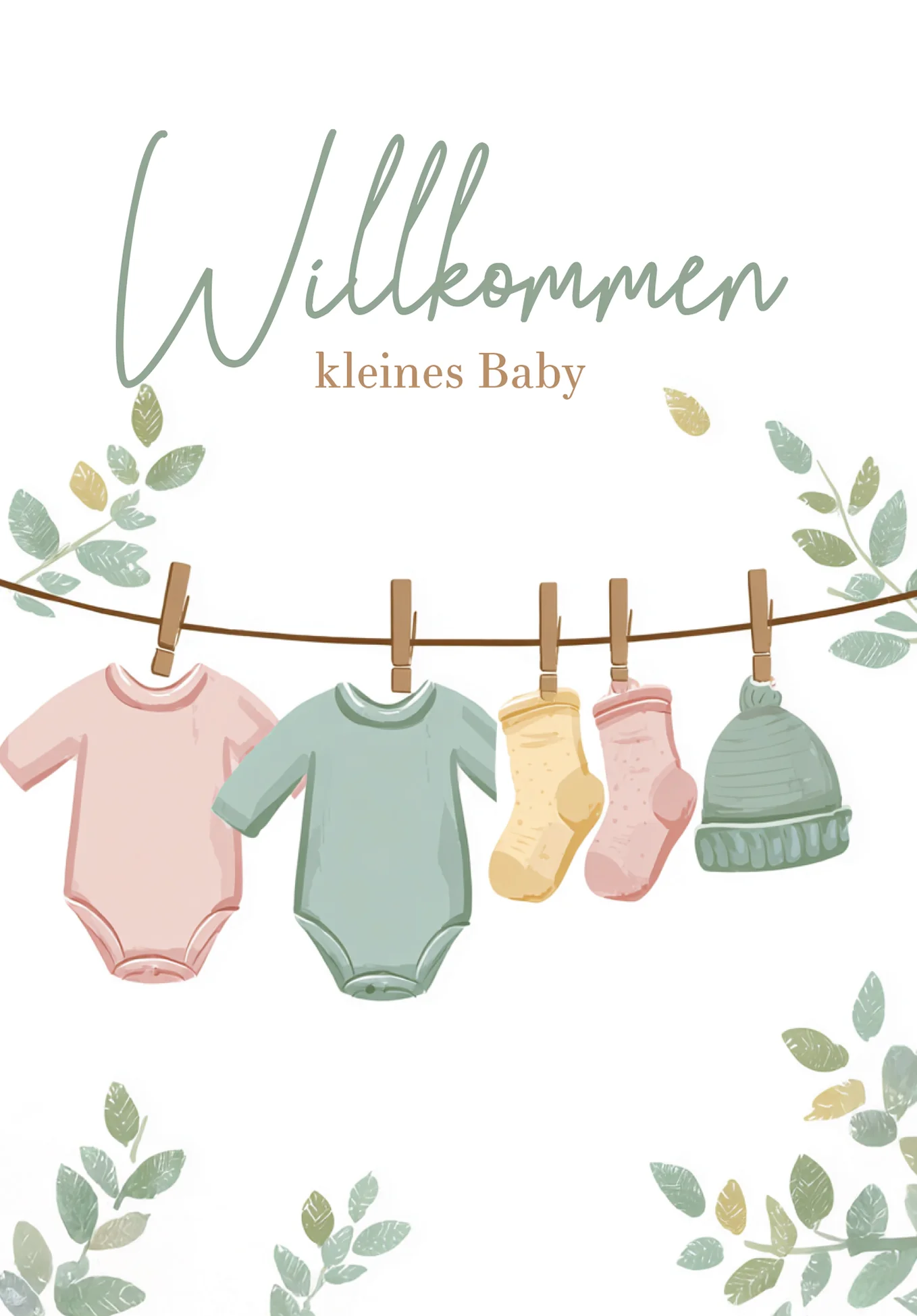 Willkommen kleines Baby - Wäscheleine Grün PDF - Image 2