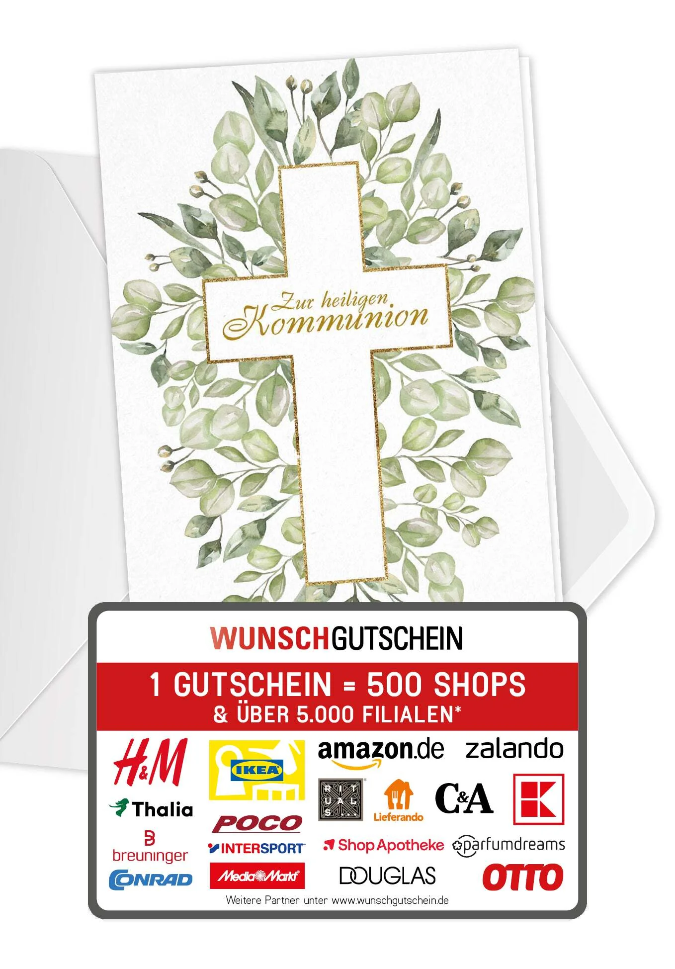 Zur heiligen Kommunion - Kreuz Blätter