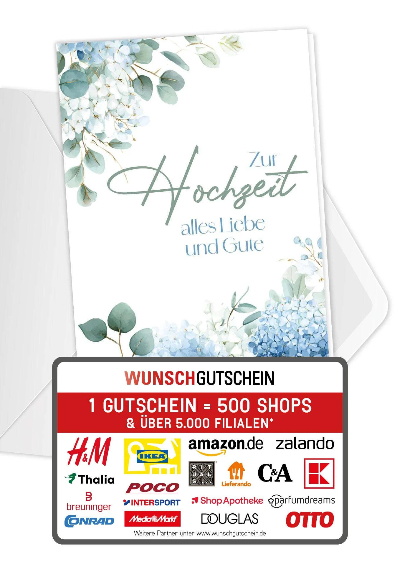 Zur Hochzeit alles Liebe und Gute - Hortensien Blau